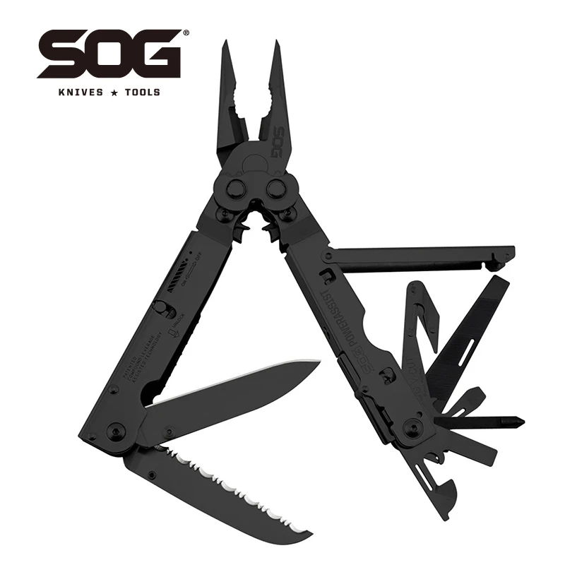 SOG Professional Military Tactical Multi-tool 16 in 1 POWERASSIST - Black Nylon Pouch Outdoor Hand tools Folding Pliers B66N-CP