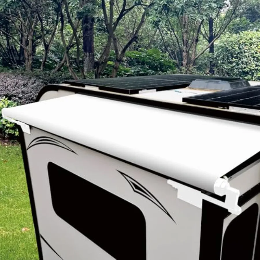 مجموعة المظلة المعيارية RV Slide Out لمقطورات السفر والمنزل المتنقلة ذات العجلات الخامسة - قماش أبيض مقاس 6'3 بوصة 5'7 بوصة - ظل خارجي متين #1