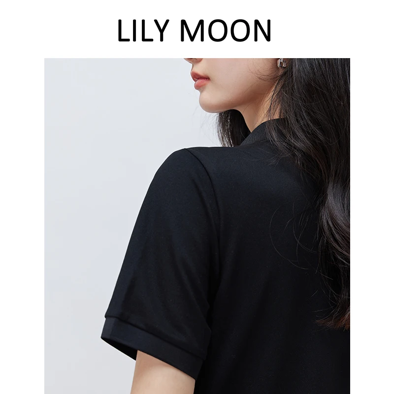 LILYMOON New Summer Women's Mulberry Silk Tencel POLO Short Sleeve Five Color Trend Basic T Shirt Office Ladies Formal Tops