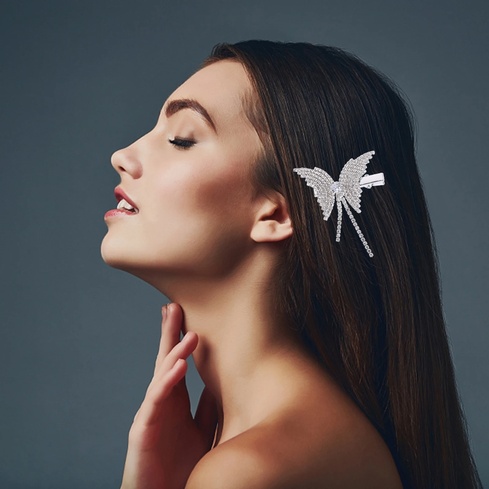 

2Pcs Rhinestone Hairpins Women Fashion Barrettes Girl Hairgrips Clips Bowknot Lightweight HairDecorations Suitable