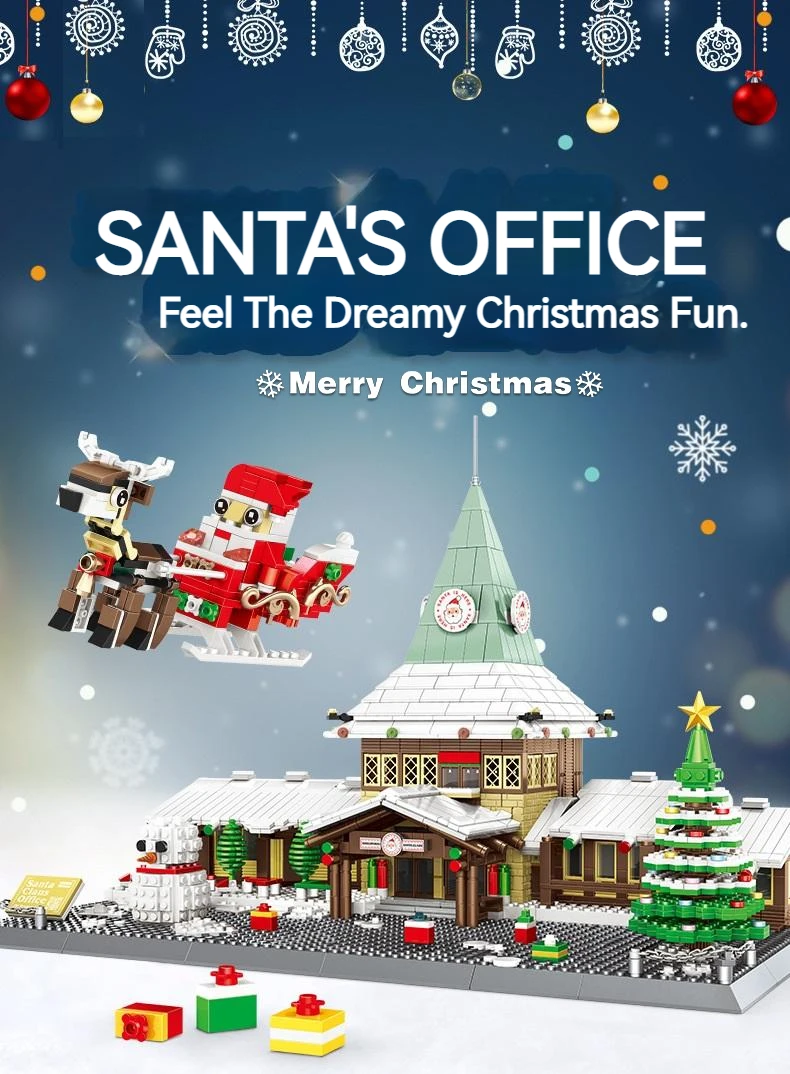 Famous Architecture Santa Claus Office in Rovaniemi Model Building Blocks Kit - Merry Christmas Decorative Toy Gift