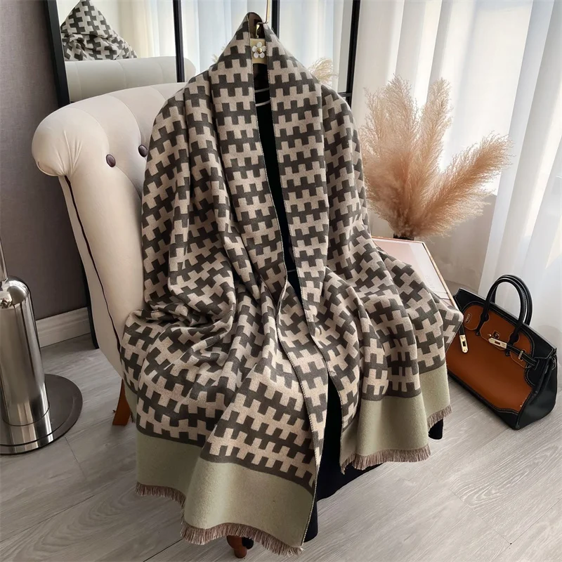 2024 Fashion Luxury Print Lady Winter Scarf Cashmere Thicken Warm Women Shawl Pashmina Female Wrap HIjab Neckerchief