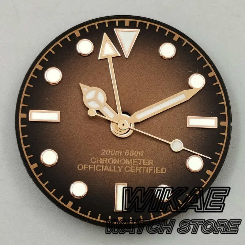 29mm gradient dial Vintage Black Brown with rose gold Snowflake needle NH35 36 ETA2824 PT5000 Watch modification accessories