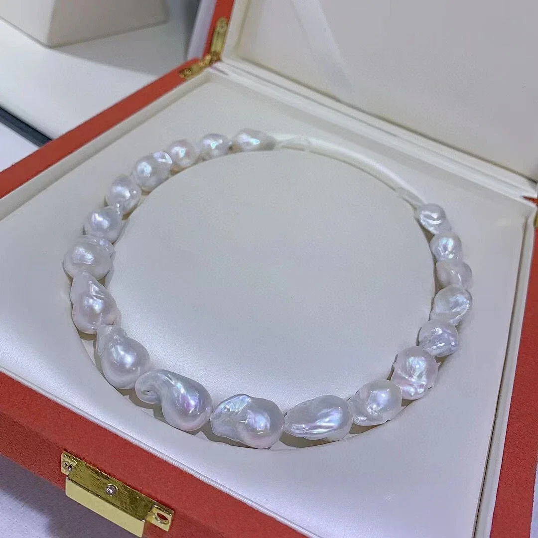 

Элегантное жемчужное ожерелье AAA15-18 мм, ожерелье из белого жемчуга в стиле барокко Южных морей, 18 дюймов-925-х годов