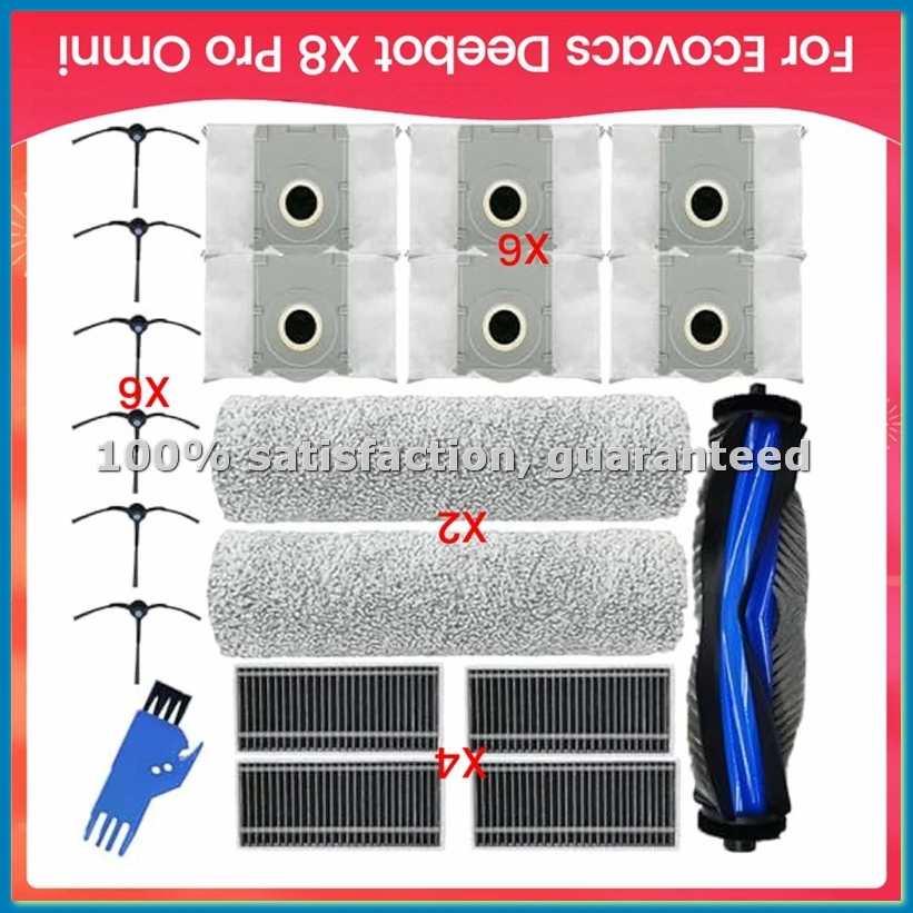 

Для робота-пылесоса X8 Pro Omni: 1 основная щетка, 2 валиковые насадки для мытья полов, 4 HEPA-фильтра, 6 мешков для сбора пыли, 6 боковых щеток - A09G