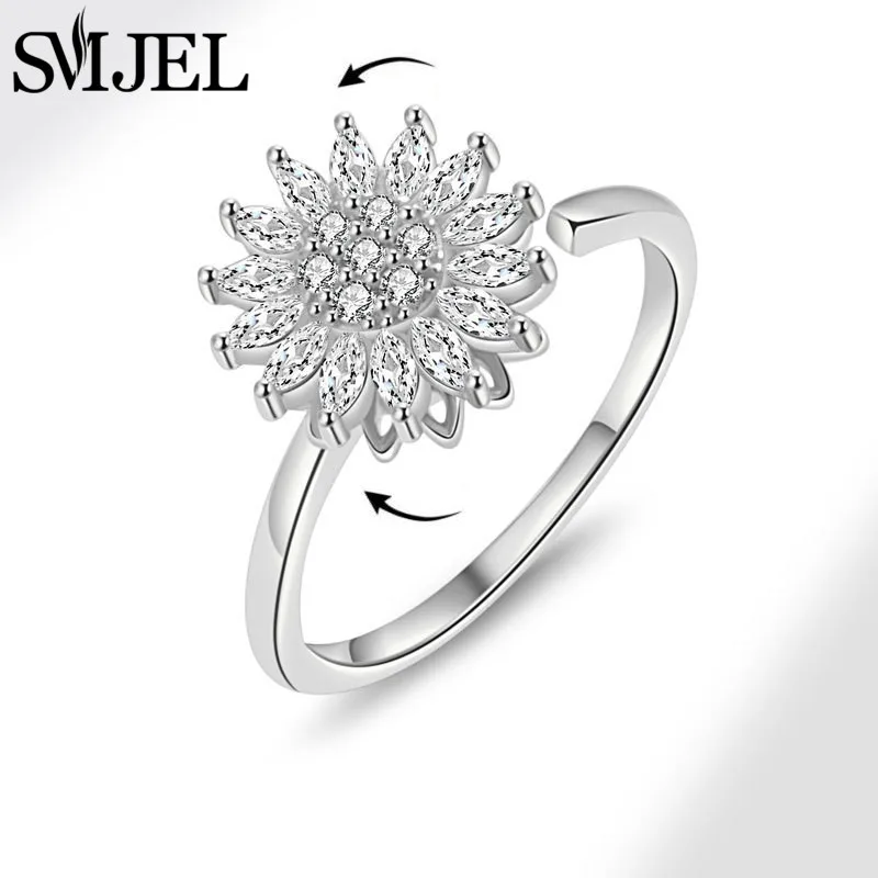 Neue Sonnenblume Angst Ring Fidget Spinner Ringe für Frauen Nette Schmetterling Kolibri Charms Finger Ring Anti Stress Drehen Geschenke