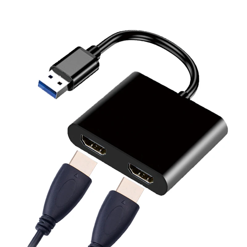 

USB 3.0 To Dual 1080P HD Display Converter Two Same Screen Extender Adapter Compatible With Windows7/8/10 MACOS Laptop Desktop