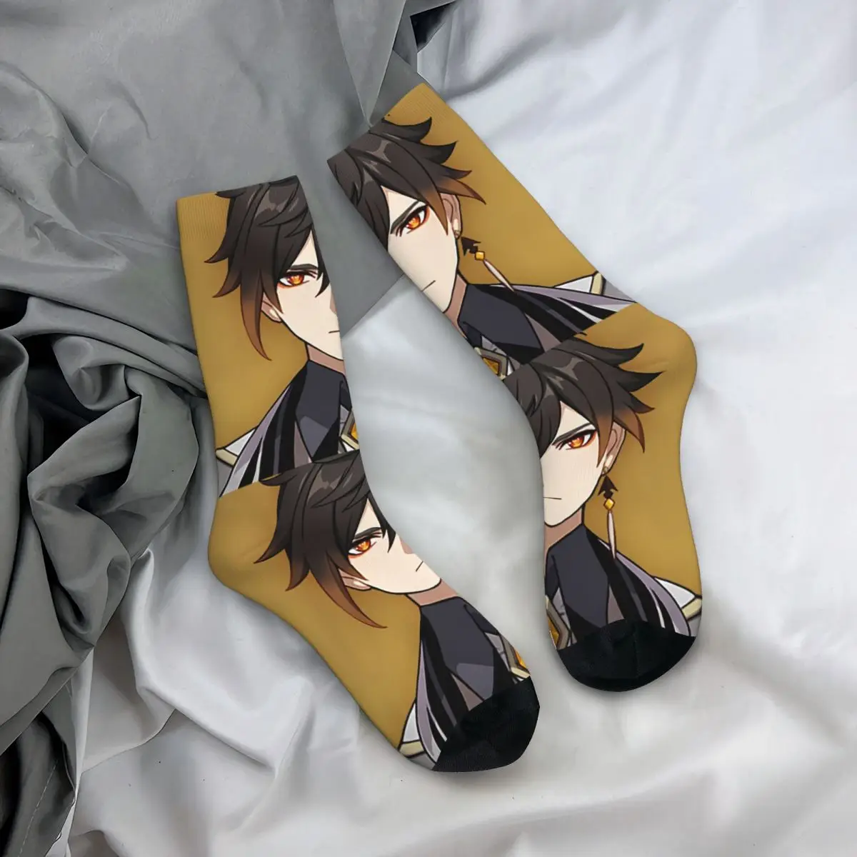 Zhongli Zhong Li Genshin Impact Childe Tartaglia Face Meme Socks Male Mens Women Summer Stockings Polyester