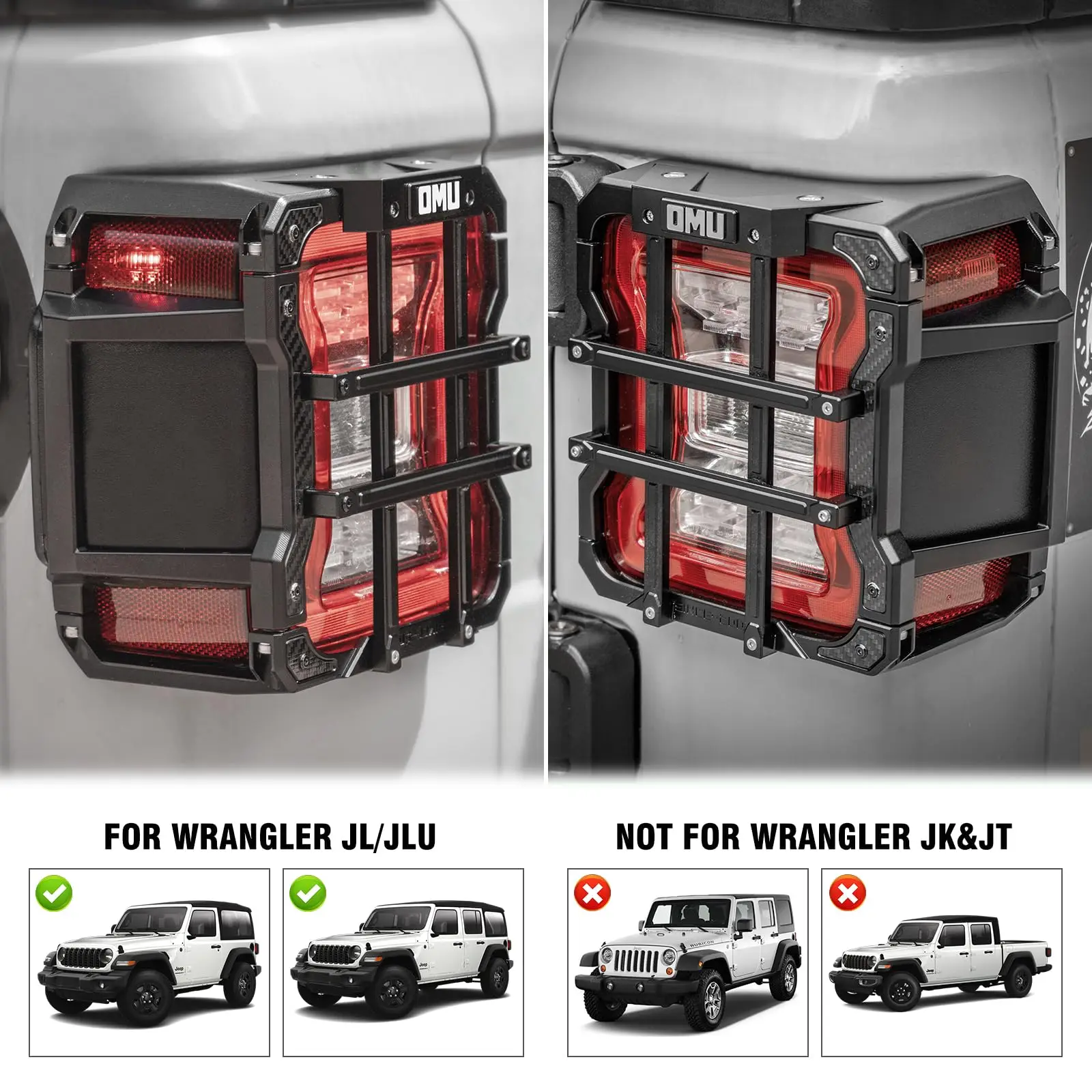 OMU 4x4 الألومنيوم الضوء الخلفي واقية قذيفة ل جيب رانجلر JL/JLU 2018-2024 على الطرق الوعرة لمبة خلفية حماية الحرس الملحقات #6