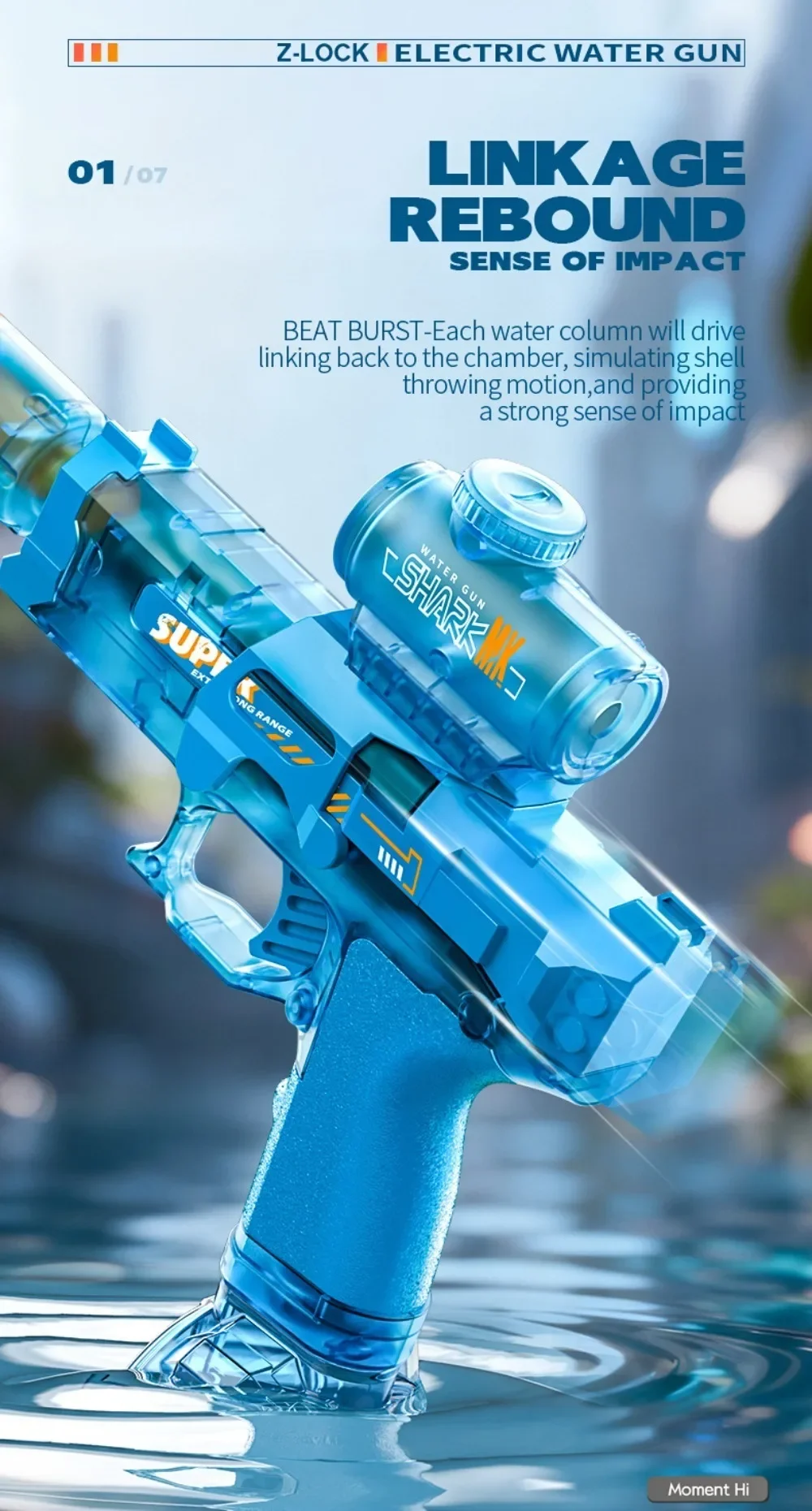 Electric Water Gun Automatic Shark Shape For Outdoor Water Fights_voghion.com