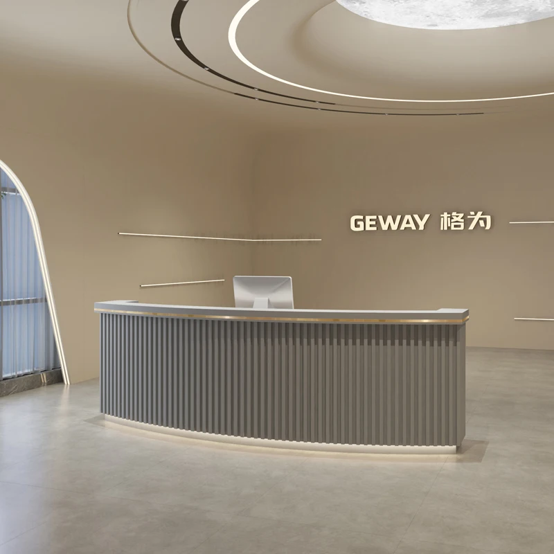Barber Shop Salon Counter Bureau Reception Modern Desk Curved Home Bar Bank Aesthetic Furniture Restaurant Front Table Workshop image 4