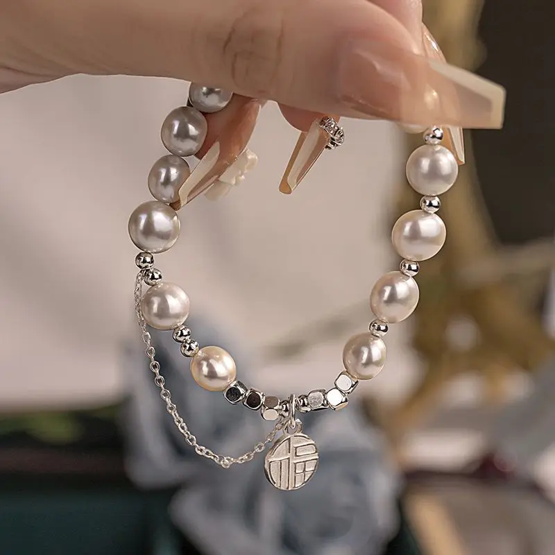 

Natural Baroque Freshwater Pearl Blessing Charm Bracelet for Women – Unique, Luxury Minimalist Design, S925 Sterling Silver