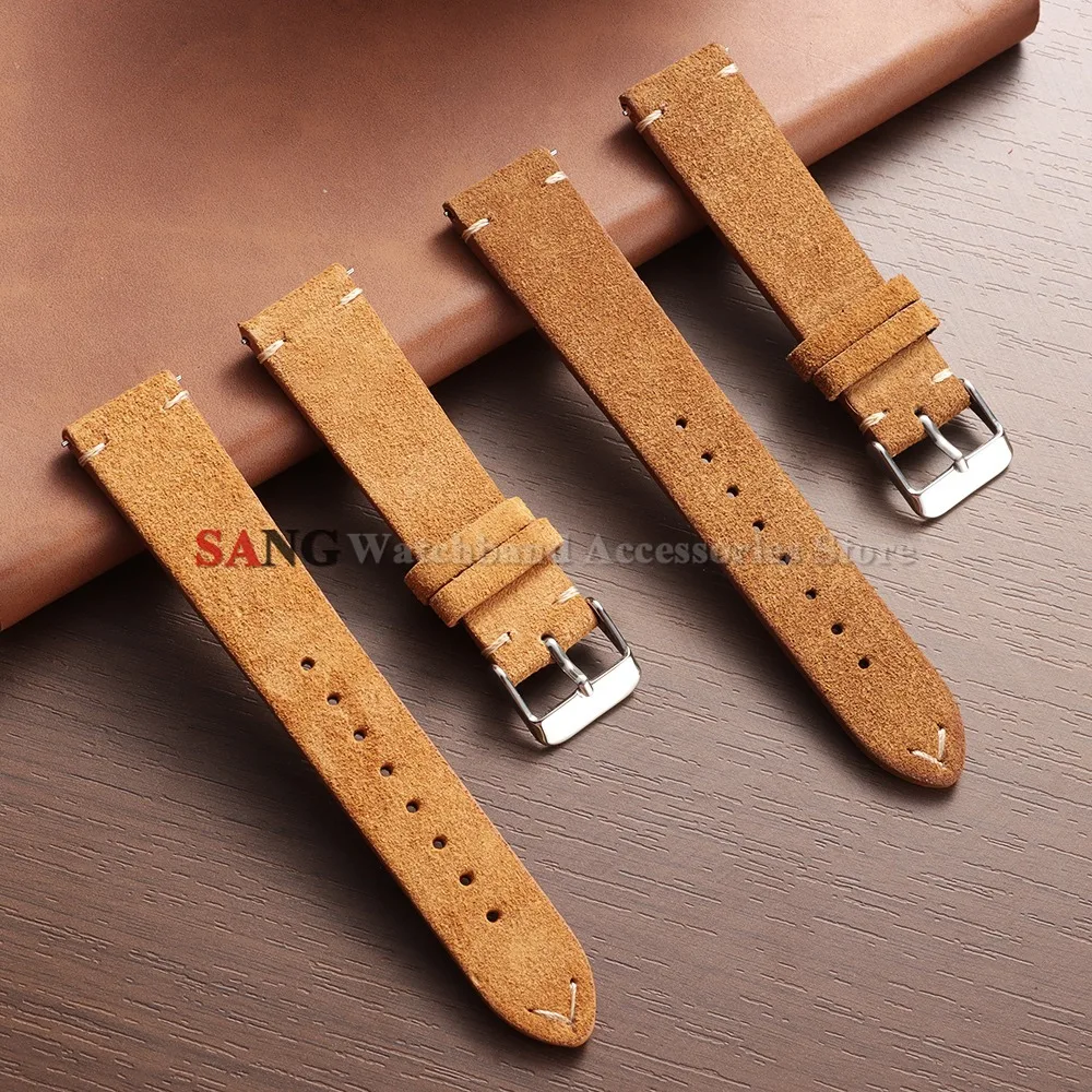 14/16/18/19/20/21/22mm Ersatz-Armband mit Dornschließe Vintage Wildleder Uhrenarmband Schnellverschluss Kalbsleder Uhrenband – Detail 11