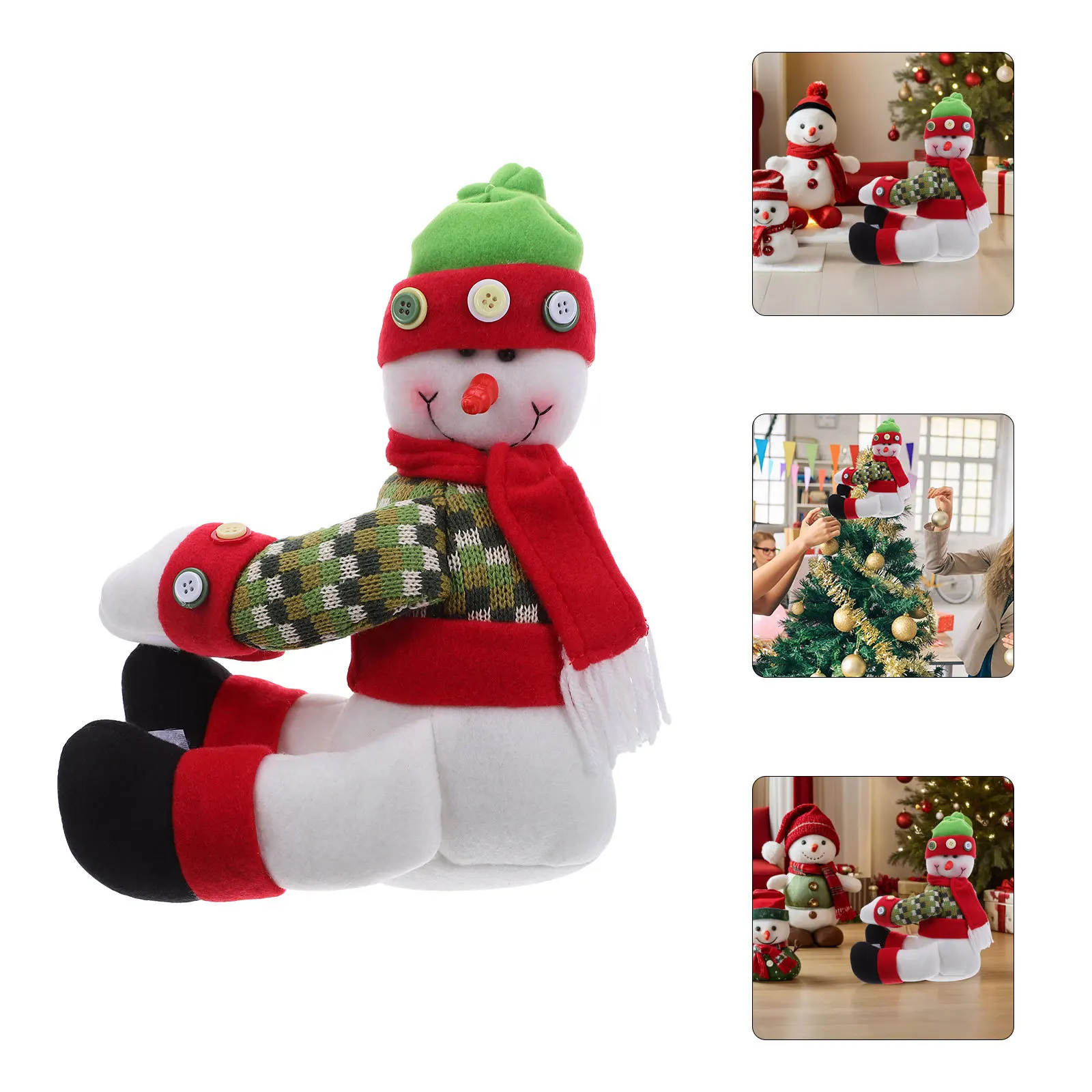 

Adjustable Arms Legs Snowman Christmas Tree Topper Soft Fabric Xmas Decoration Funny Gnome Hugger Holiday Ornament