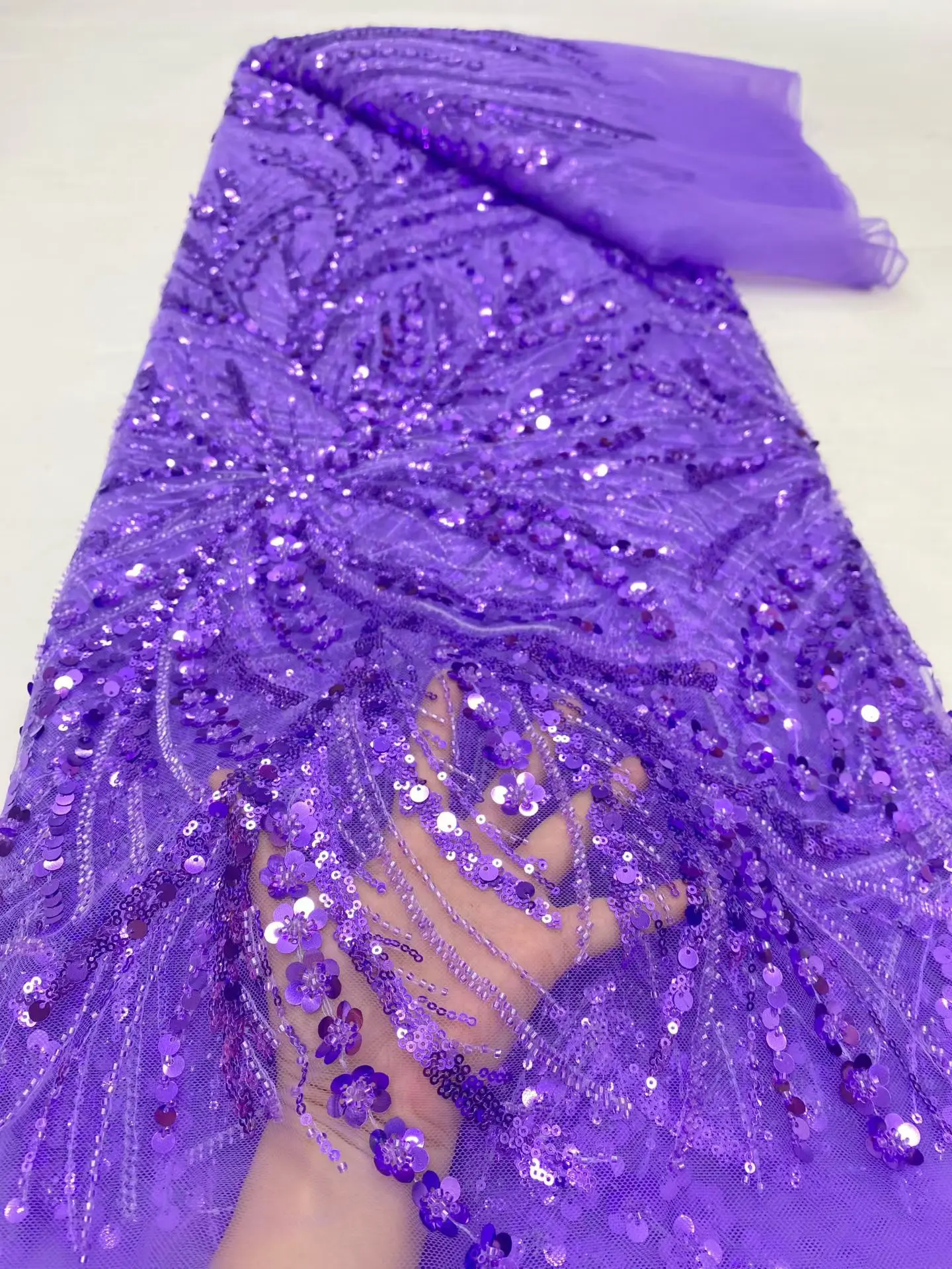 

Nigerian Tulle Lace Fabrics Latest Beaded sequins Mesh African High Quality Lace Fabric Bride French Net Lace Fabric DP0497