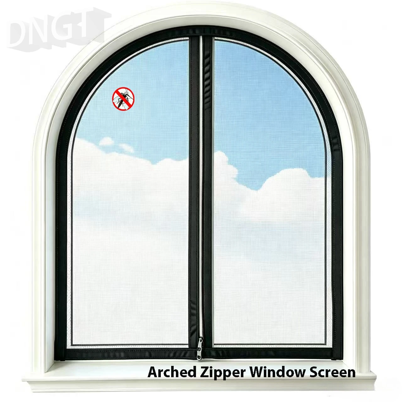Home-use Customizable  Arched Window Mosquito Screen, Zipper Fly Mesh Net, Insect Proof Mesh Curtain for Home Arch Window