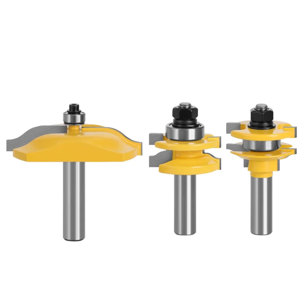 12MM 1/2" Shank 3pcs Large Rail & Stile Ogee Blade Cutter 3" Panel Cabinet Router Bit Set Door Tenon Knife for Wood Tools