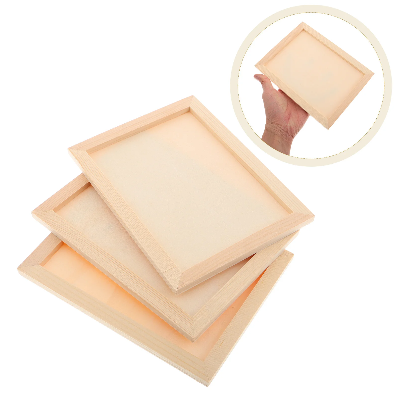 

3Pcs Clay Photo Frames Wooden DIY Craft Kit Unpainted Wood for Kids Art Display Bedroom Decoration Creative Picture Frames