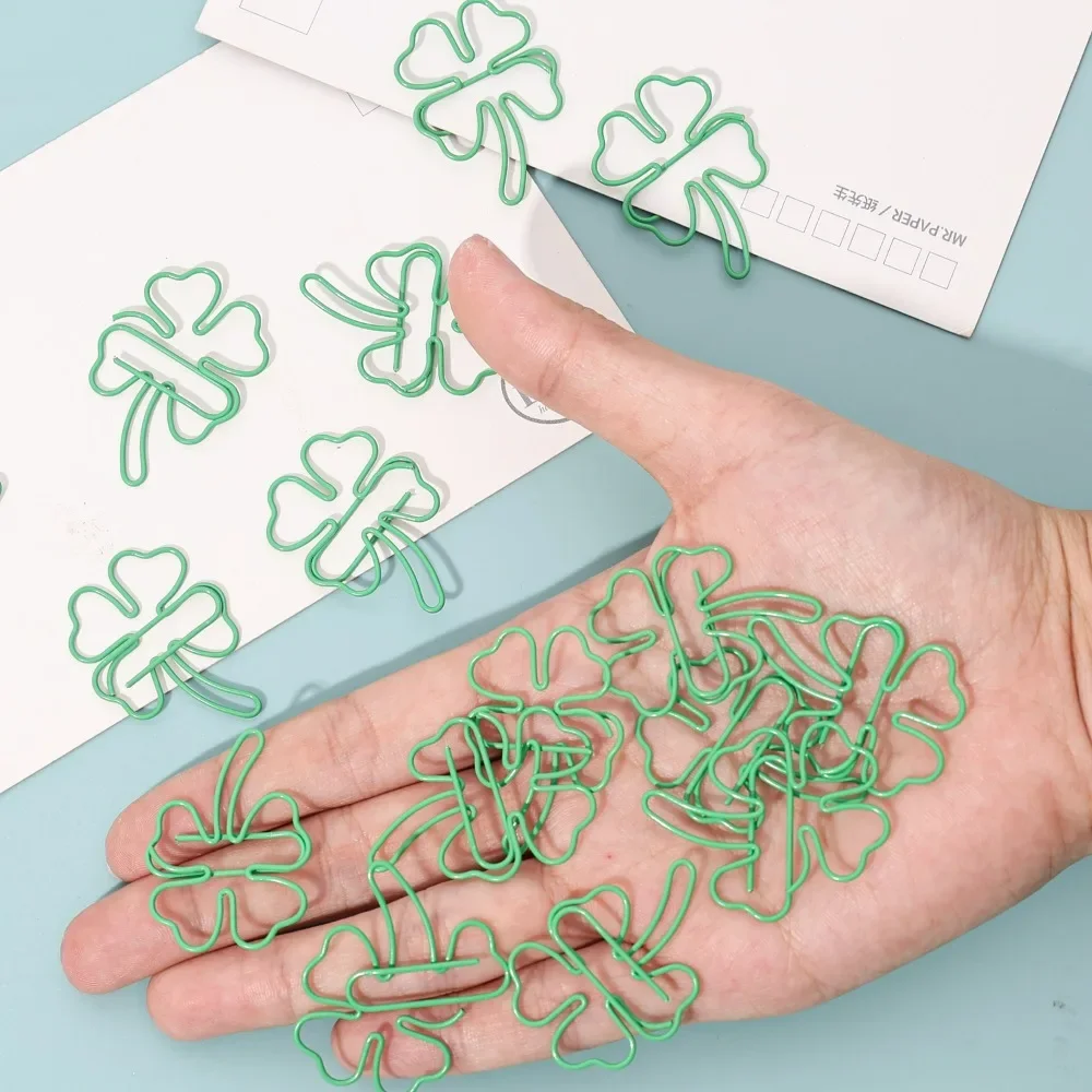 محظوظ أربع أوراق البرسيم دبابيس ورق مشبك ورق معدني للإشارات المرجعية صور 50-10 قطعة المنظم كليب INS نمط ملزمة المشبك مع صندوق