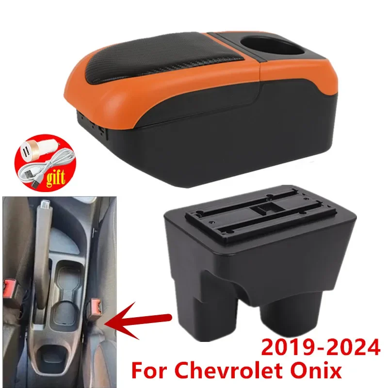 For Chevrolet Onix Armrest box For Chevrolet Onix Plus Car Armrest Box Internal Retrofit USB Charging Car Accessories 2020-2024