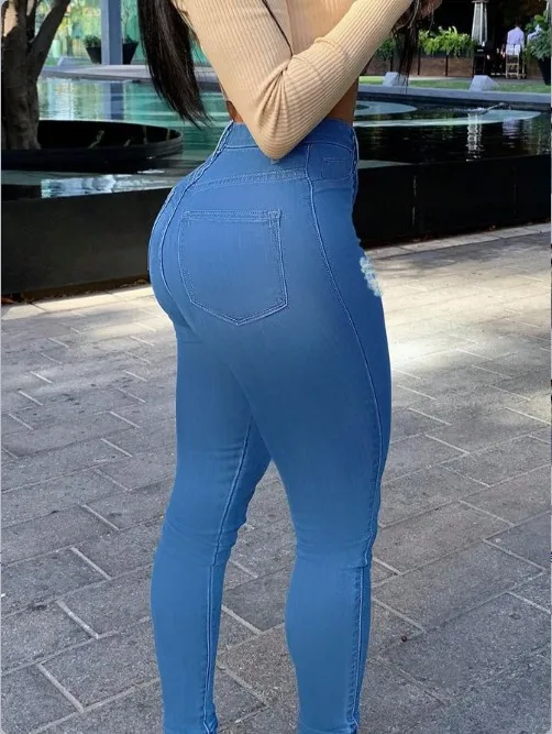 Women Jeans Broken Hole Rough Edge Personalized Shorts Denim Pants Basic Style Street Trendy New Fashion Women's Denim Pants