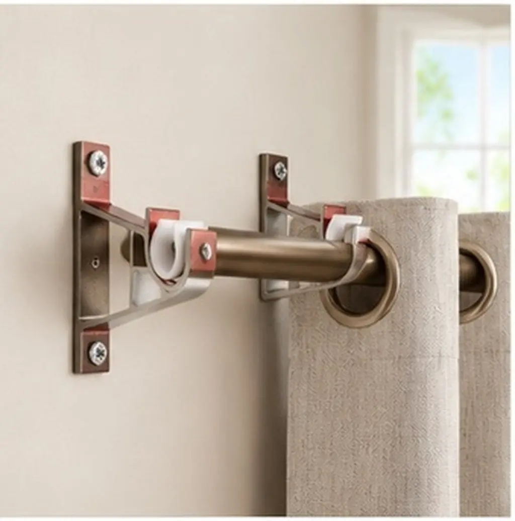 2Pcs Aluminum Alloy Curtain Bracket Double Semicircular Opening Wall Mount Bracket for 28 30Mm Curtain Rods Sturdy Support