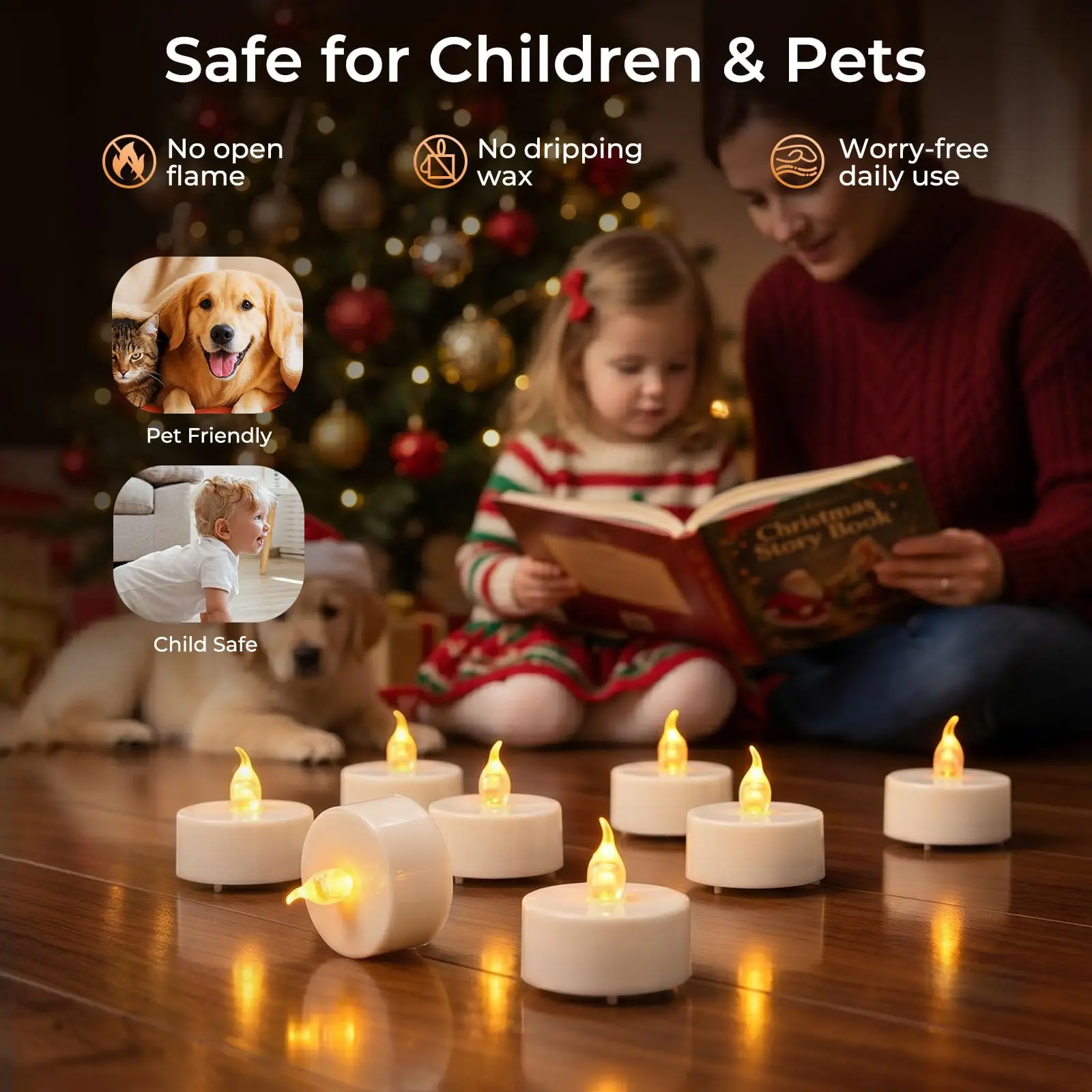 Flameless Tealight Candles 12/24Pcs Batteries Included  Flickering Bright Warm White or Yellow Light Realistic Led Tea Lights