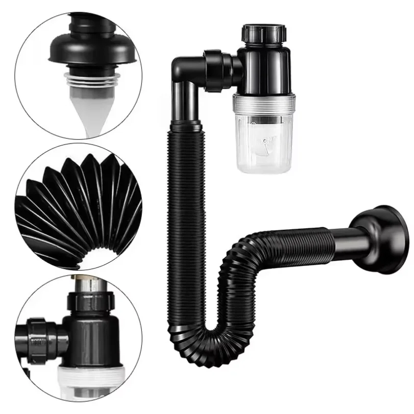 P-Trap Kitchen Sink Deodorant Set Launch Pipeline Deodorizing Filter Sink Strainer Hose Drain Pipe Plumbing Kitchen Accessories