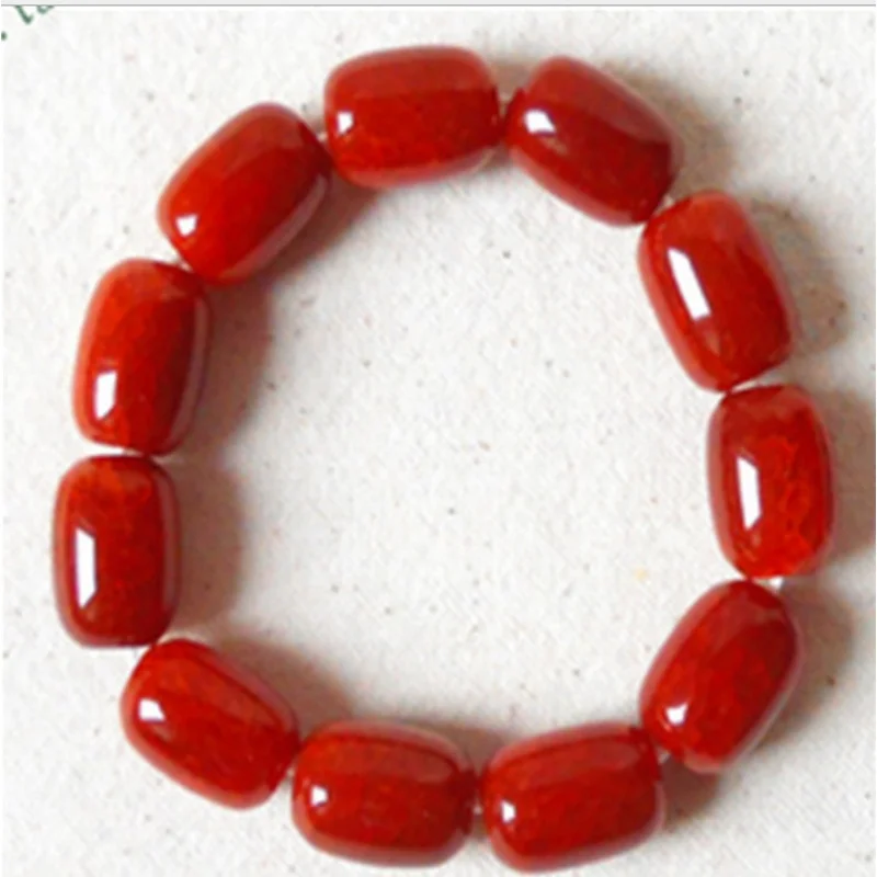 Factory Price Direct Supply Jade Jewelry Ice-like Snowflake Red AgateShaped Bead Bracelet Ornam