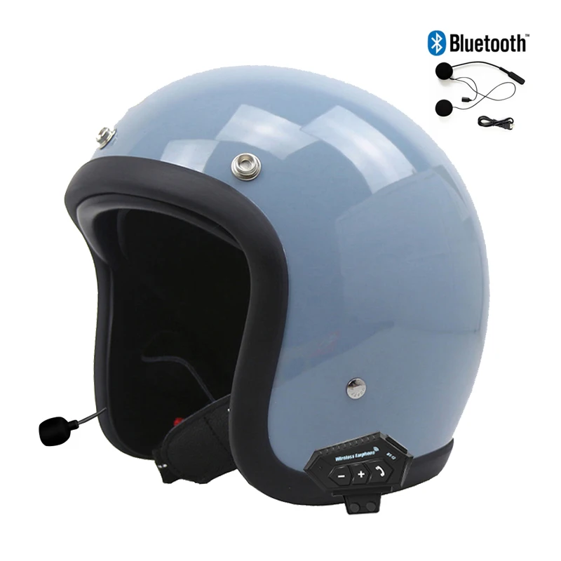 

TT&COCASCOS Fiberglass Open Face Motorcycle Helmet Scooter Moto Capacetes Jet DOT Approved Cascos Casque Cafe Racer Bluetooth