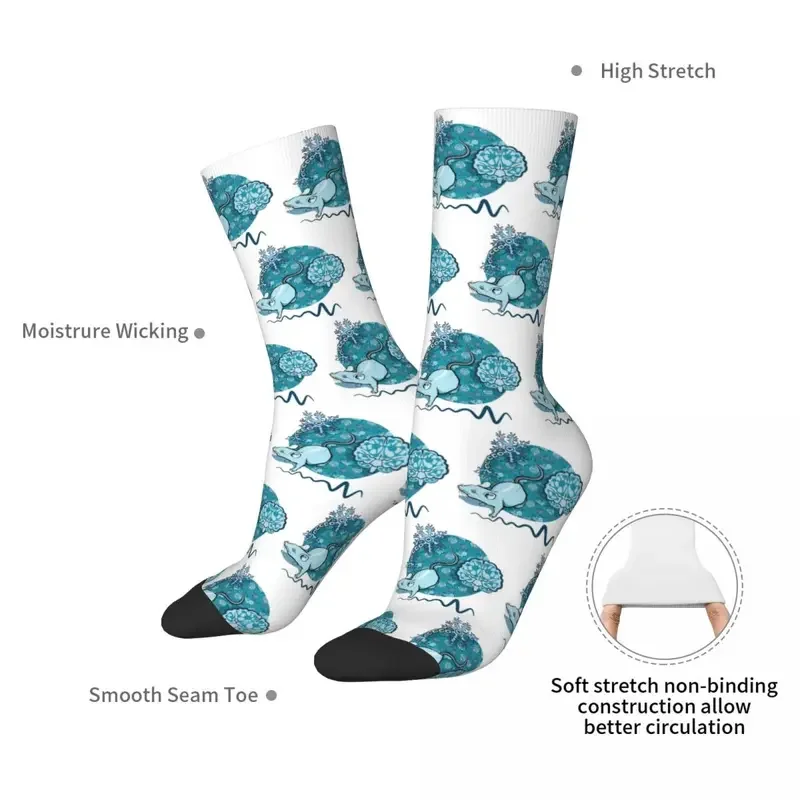 Y2K Neuroscience And Psychology Unique Pattern Teal Colour Science Cartoon High Quality Stockings All Season Long Socks