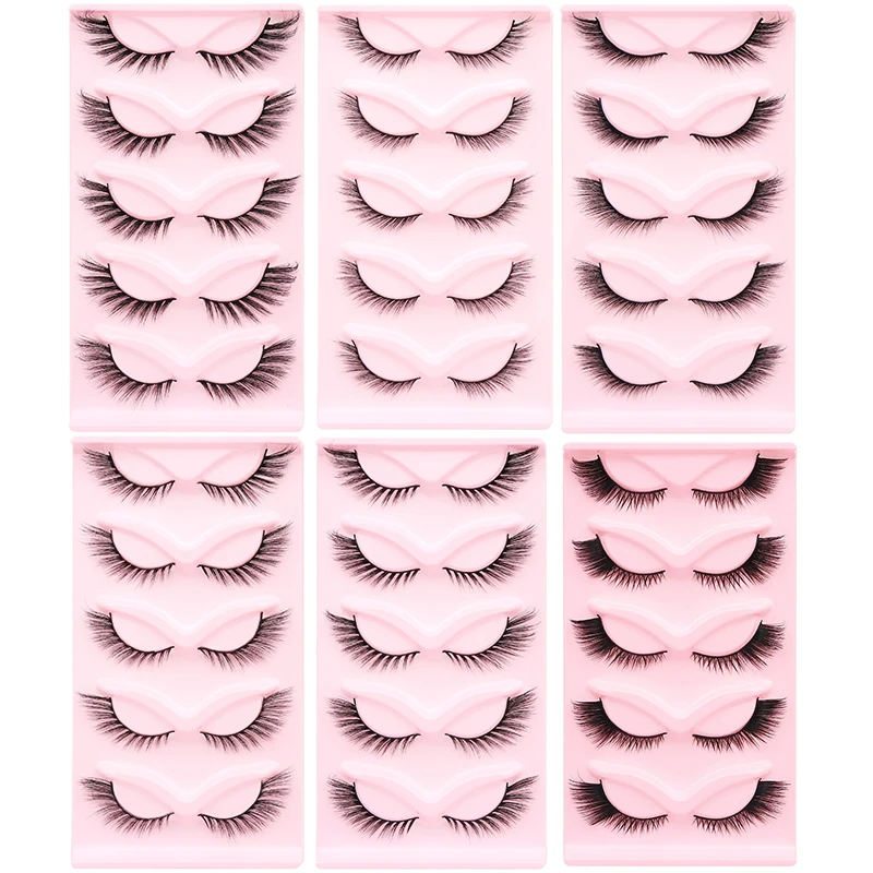 Cat Eye Lashes 5 pairs Faux Mink Eyelashes Natural Soft  False Eyelashes Wispy Mink Lashes Makeup Eyelash Extension Fake Lashes