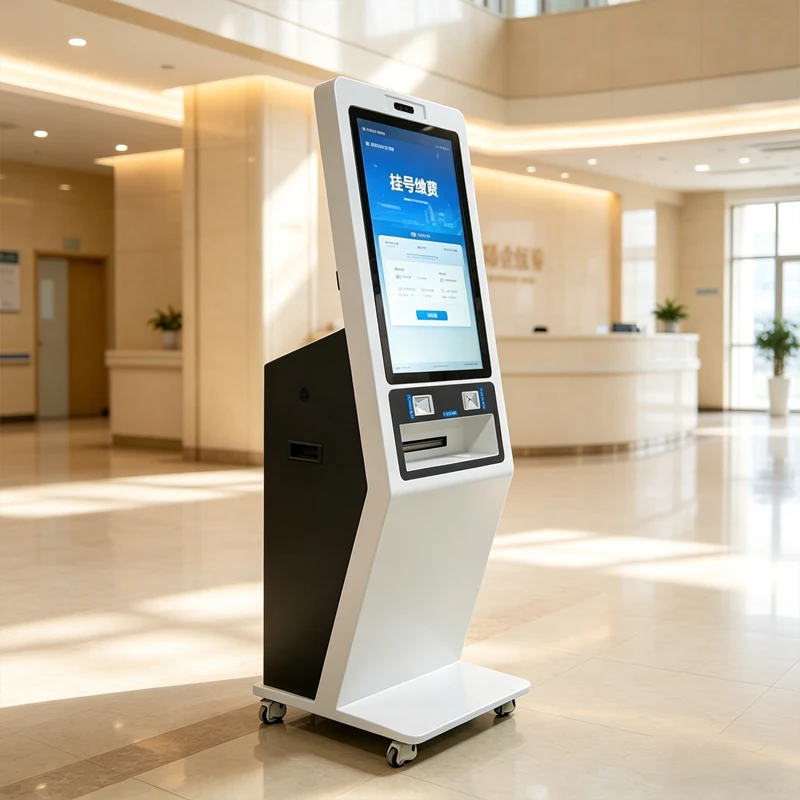 23.8-inch FHD PCAP Touch Kiosk for Aliexpress, Self Checkout with RFID Reader Thermal Printer All-in-One