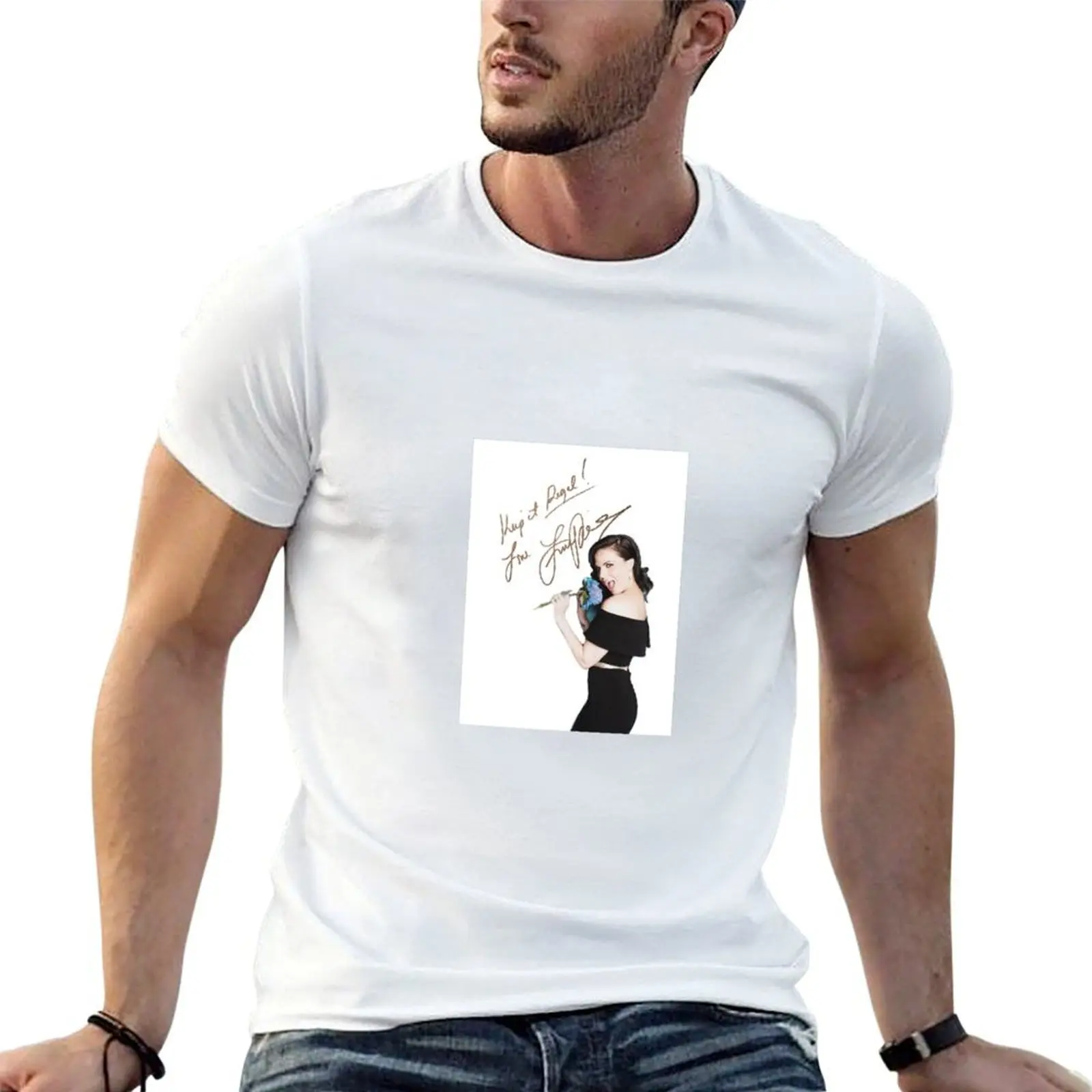 Camiseta masculina com autógrafo de Lana Parrilla, camiseta de algodão de alta qualidade para homem, camisetas engraçadas de algodão, camiseta de algodão