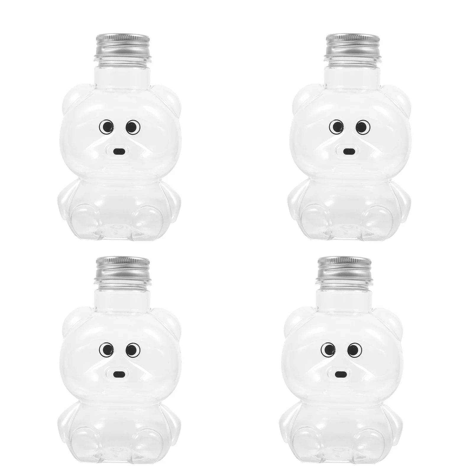 4 Stuks Dierlijke Vorm Plastic Sap Flessen Helder Lekvrije Kleine Melk Thee Pot Honing Opslag Sap Fles Melk Thee potten