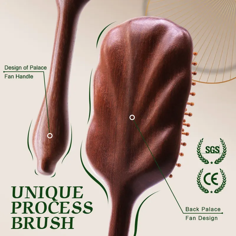 Detangling Hair Brush Women Custom Name Sandalwood HairBrush Wide Tooth Paddle Hairbrush Wood Comb for Hair Massage Scalp Brush