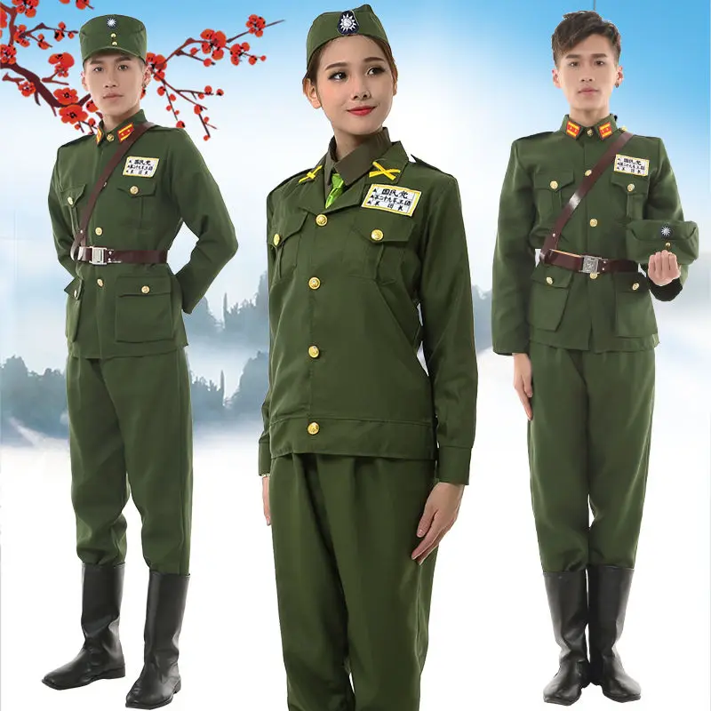 The Kuomintang Officer Costume For Men Green Military Costume Women Special Agent Suit Halloween Cosplay Clothes