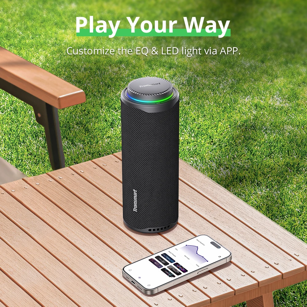 Tronsmart T8 سمّاعات بلوتوث 40 وات مكبر صوت محمول خارجي مع جهير عميق ونبض الصوت ومقاوم للماء IPX7 والتحكم في التطبيق، للتخييم