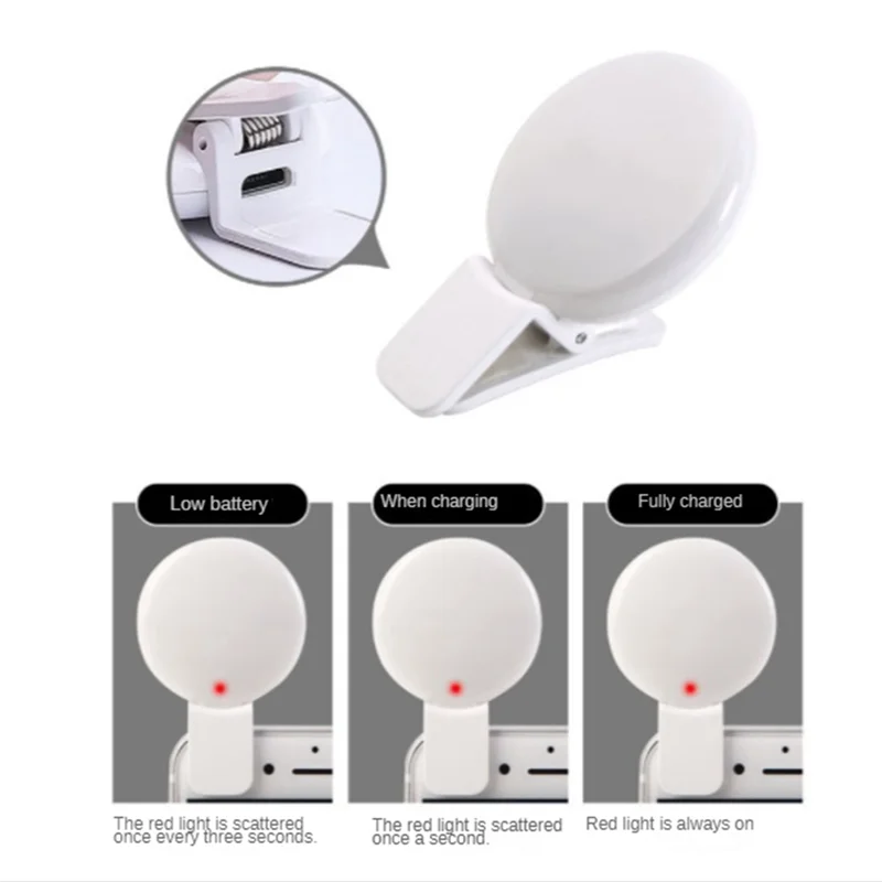 B74A Mobile Phone Fill Flash Lens Light Lamp Clip Three Stop Dimming Mini Durable Practical 10 LED Selfie Ring Beauty