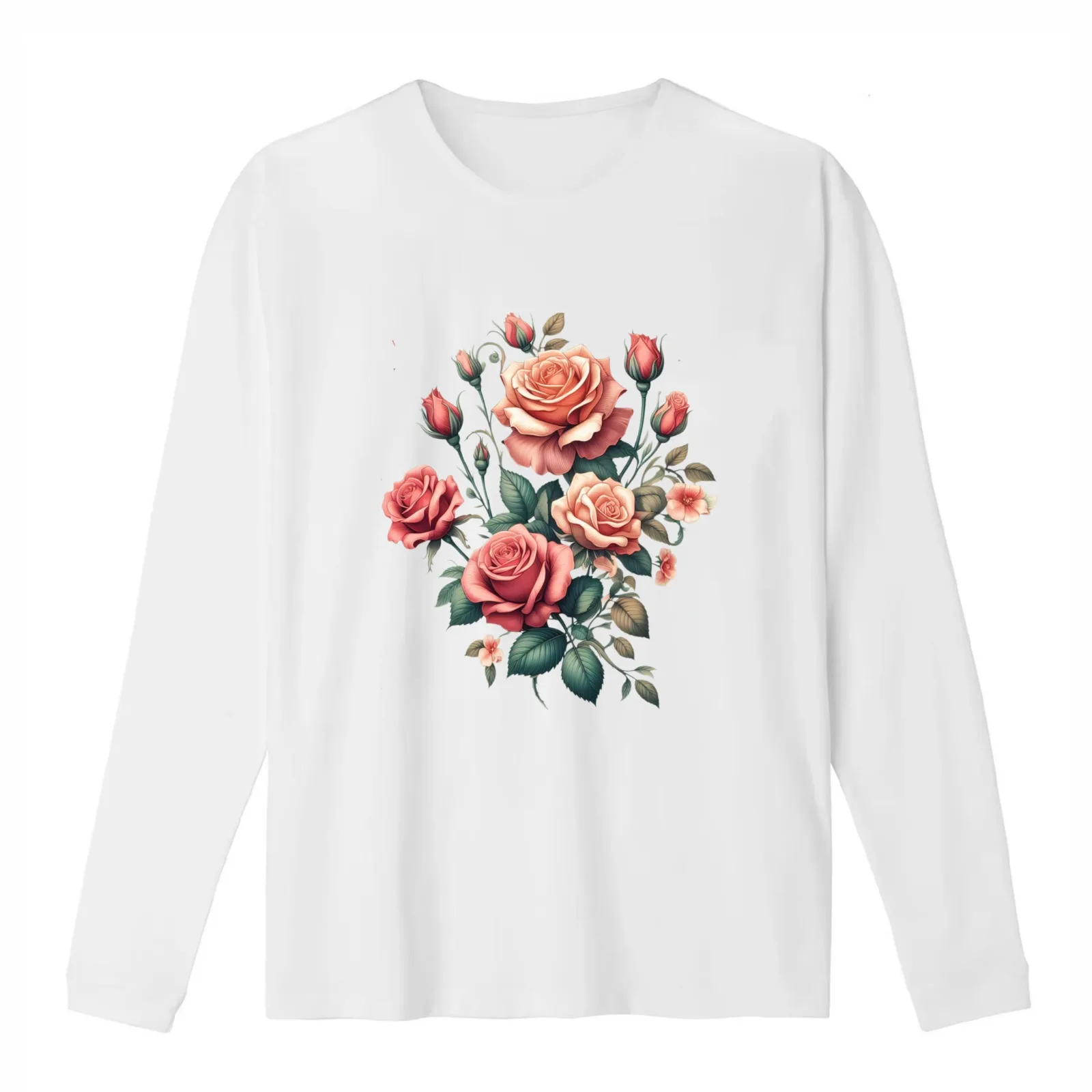 Retro Elegant Vintage Glamorous Roses T-Shirt Summer Casual Cotton Tee Oversized Streetwear Tops Vintage Graphic Print