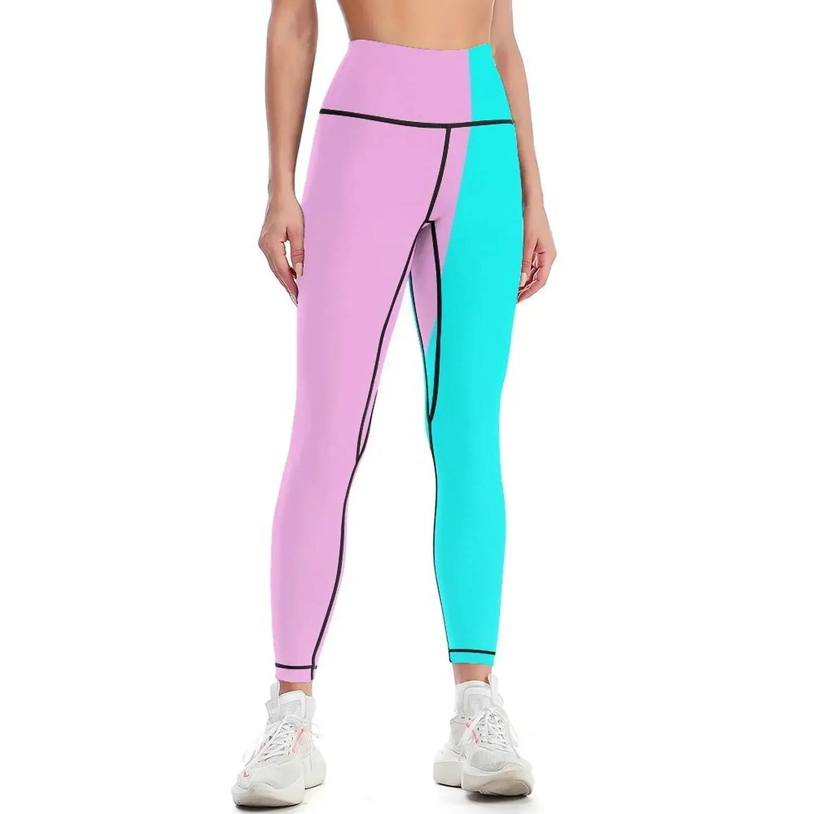 

Pink x Cyan Color Split! Leggings gym wear for girls Fitness clothing Clothing fitness Womens Leggings
