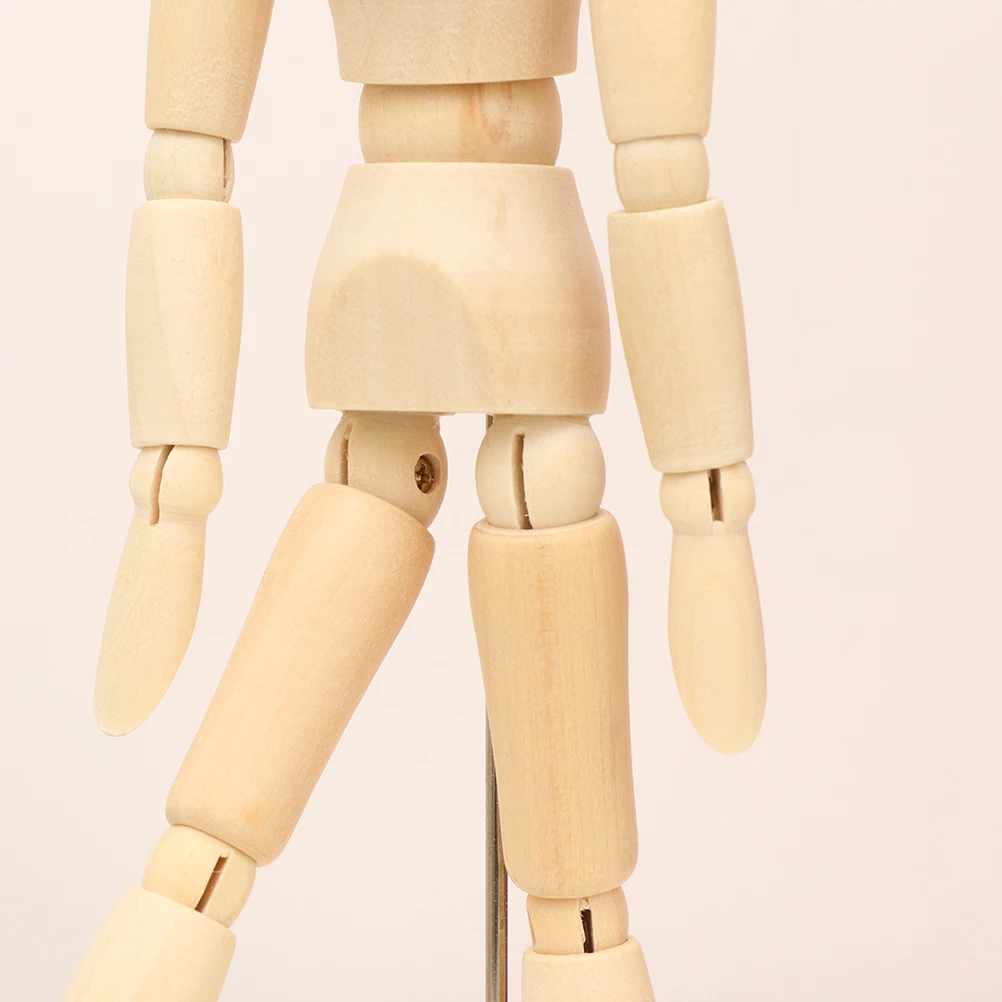 

4Pcs Movable Joint Wooden Puppet Model Adornment Elegant Wood Color Figure Sketch Decoration Crafts