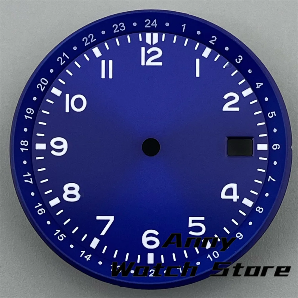 33.5mm black blue green watch dial luminous dial fit NH35 movement