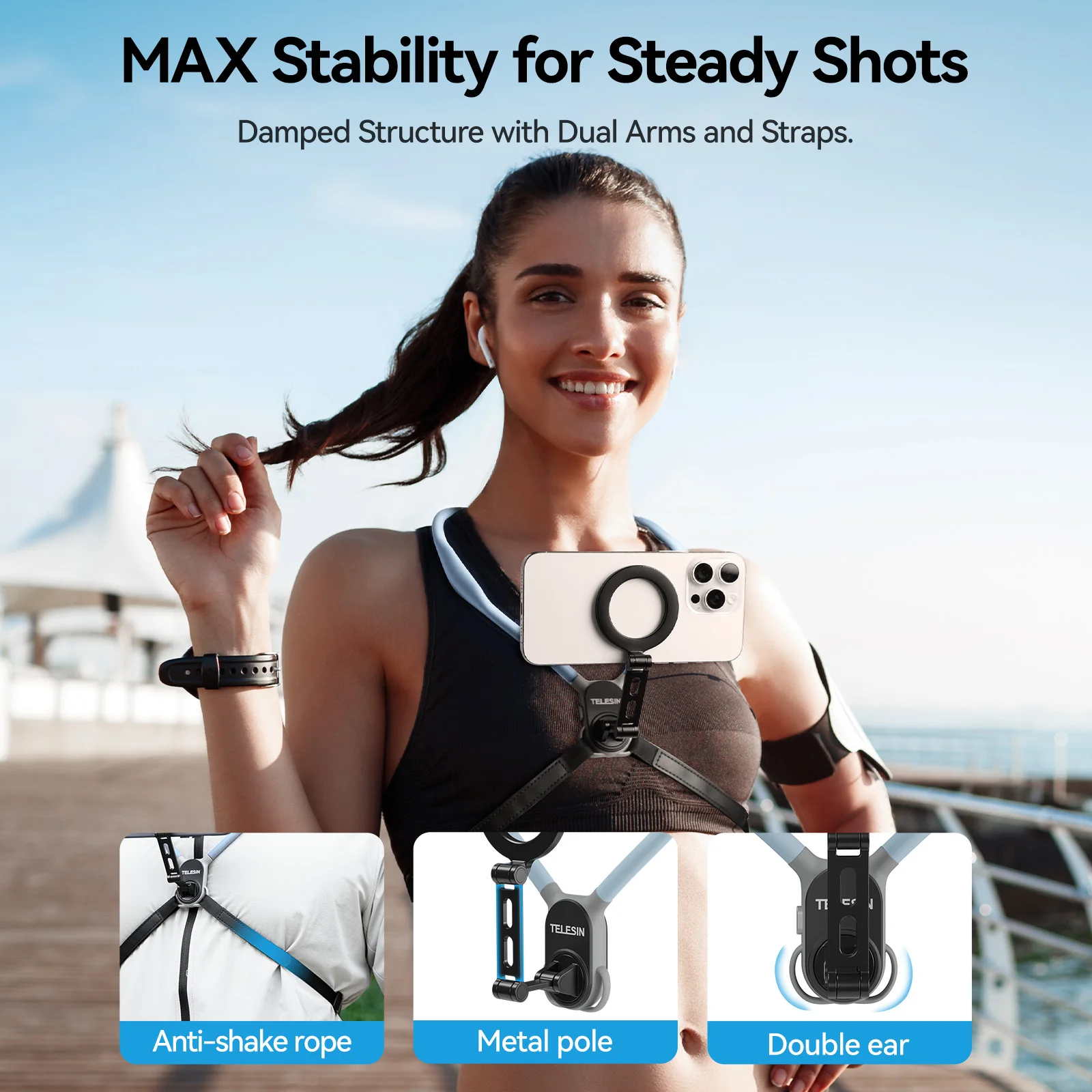 TELESIN Max แม่เหล็กคอซิลิโคน Quick Release Hold สําหรับ Iphone 15 14 13 12 11 10 SAMSUNG HUAWEI XIAOMI โทรศัพท์อุปกรณ์เสริม