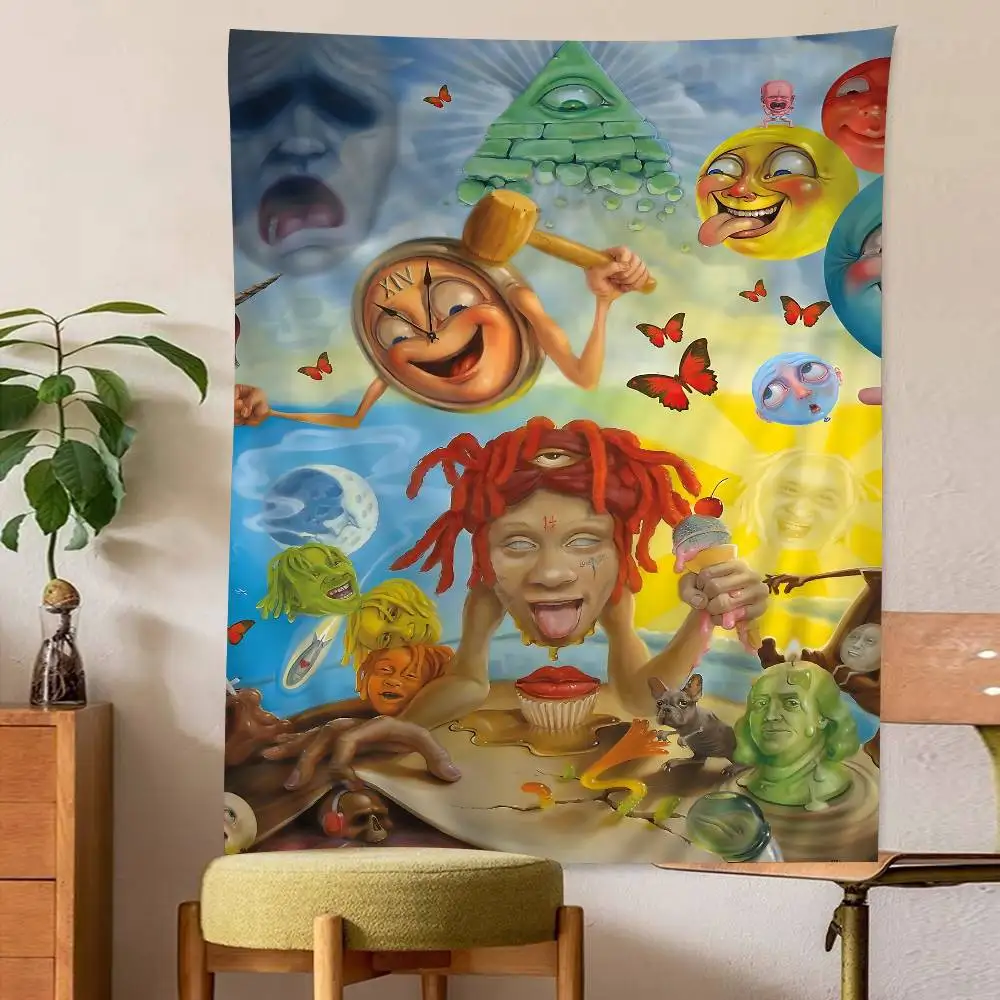 Trippie Rapper Singer Redd Bunter Wandteppich Wandbehang Böhmische Wandteppiche Mandala Wandbehang Blätter