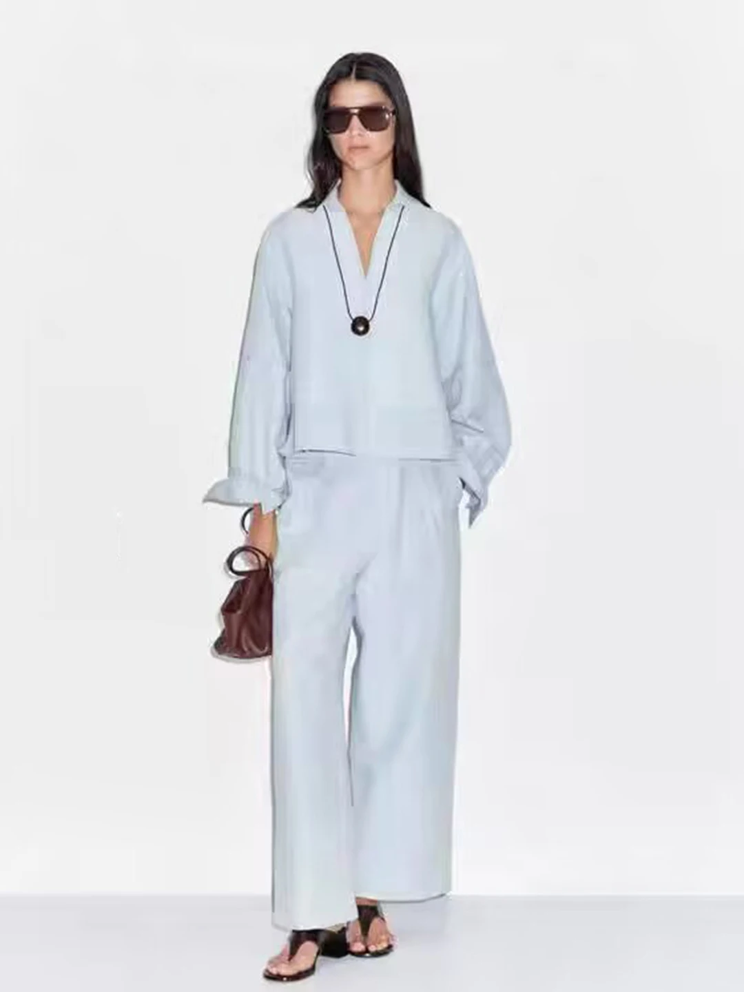 

Свободные джинсы из денима, длинные, повседневные, синие, прямые, осенняя новинка, женская повседневная одежда