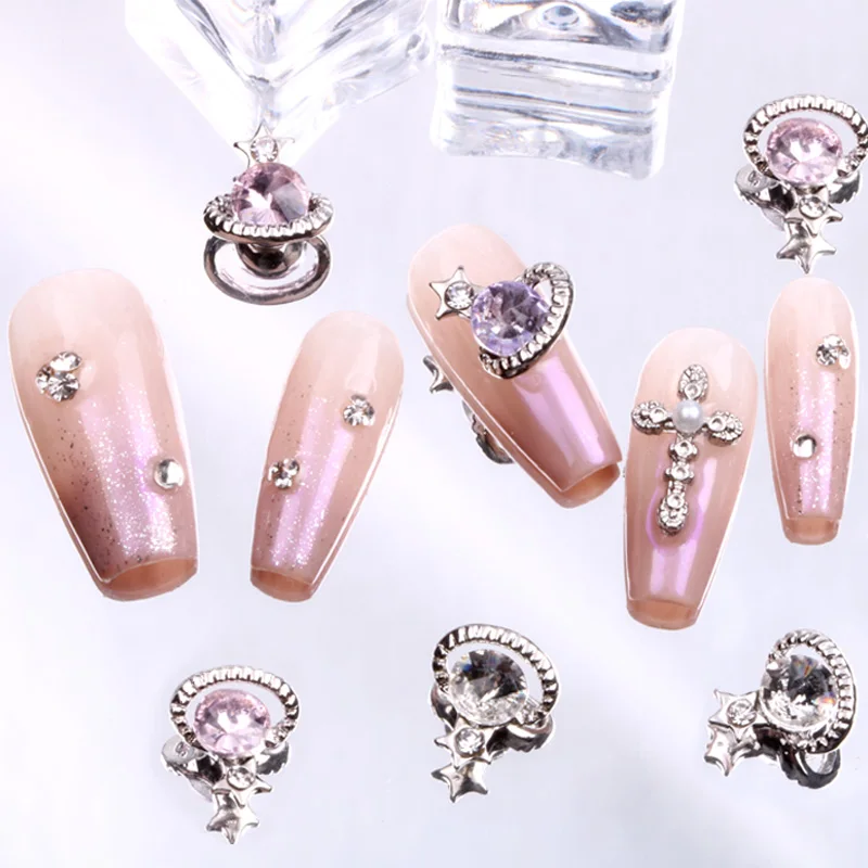 TSZS 10 unids/lote Metal pequeño planeta diamante uñas figuras encanto 3D piezas de uñas accesorios de decoración artística hogar DIY