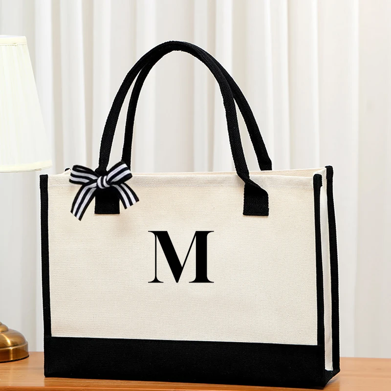 Fashion Large Capacity Pure Letter Ladies Tote Bag Reusable Holiday Gift DIY Gift Bag Shopping Tote Large Bag Shoulder Tote Bag image 6