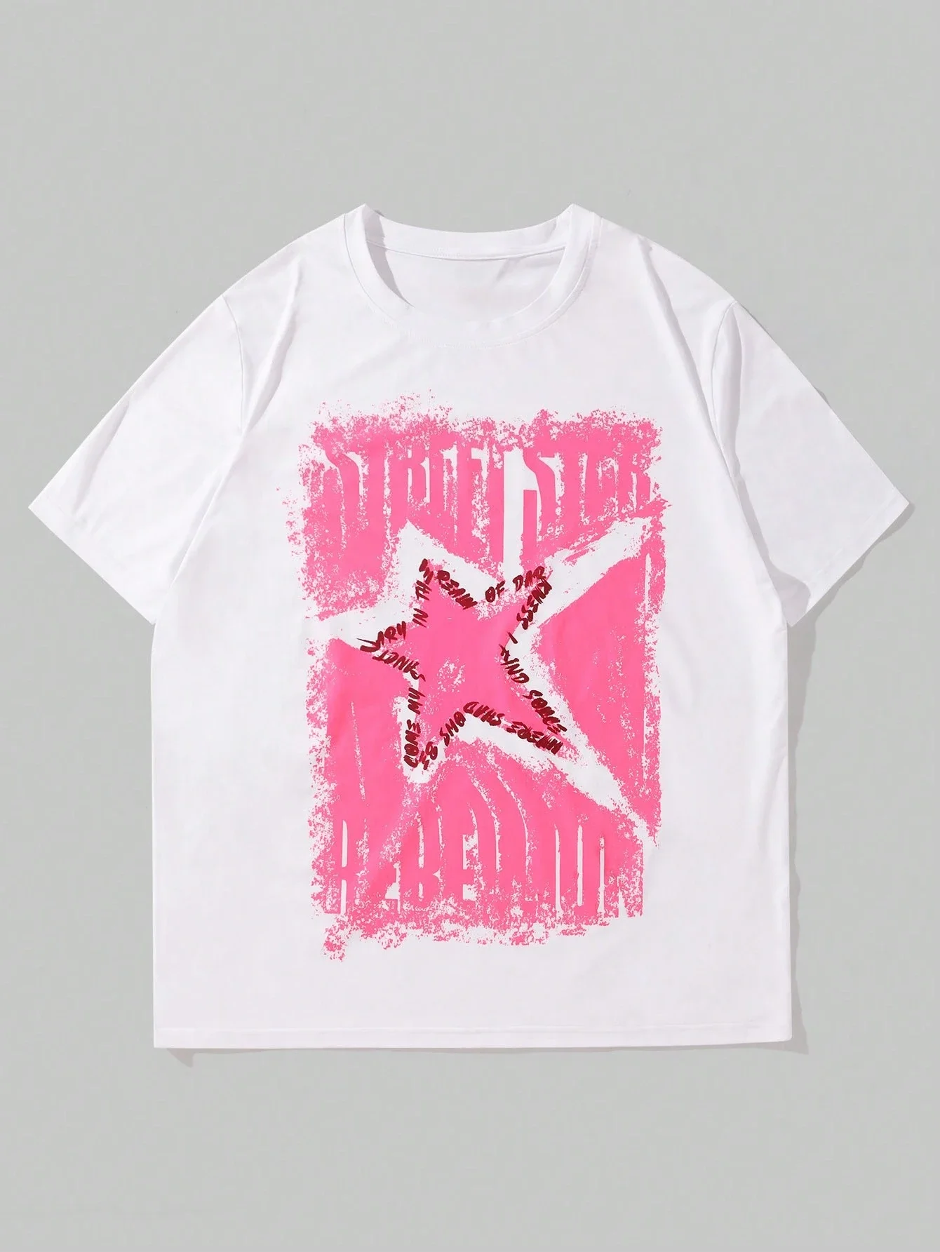 

ROMWE MEN Prep Мужчины Женщины Ретро Хип-Хоп Футболка с коротким рукавом Y2k со звездным принтом Подходит для повседневной носки Летний уличный топ