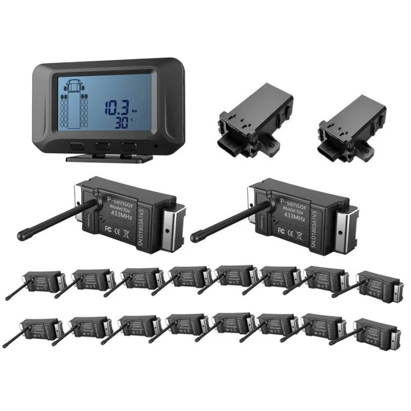 High Quality TD21-18 Wireless 18-Wheel Truck TPMS RS232 24V CE/FCC/RoHS Certified Tire Pressure Monitoring System